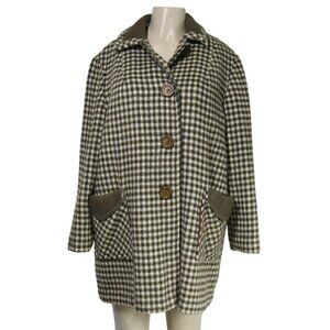 Vintage 60s DAVIS OF BOSTON Brown Plaid Academia Preppy Retro Swing Car Coat M L